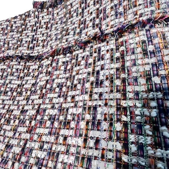 CAROLINA BELLE Montreal Crop Tweed Zip Front Multicolor Blazer Jacket Size L - Picture 13 of 16